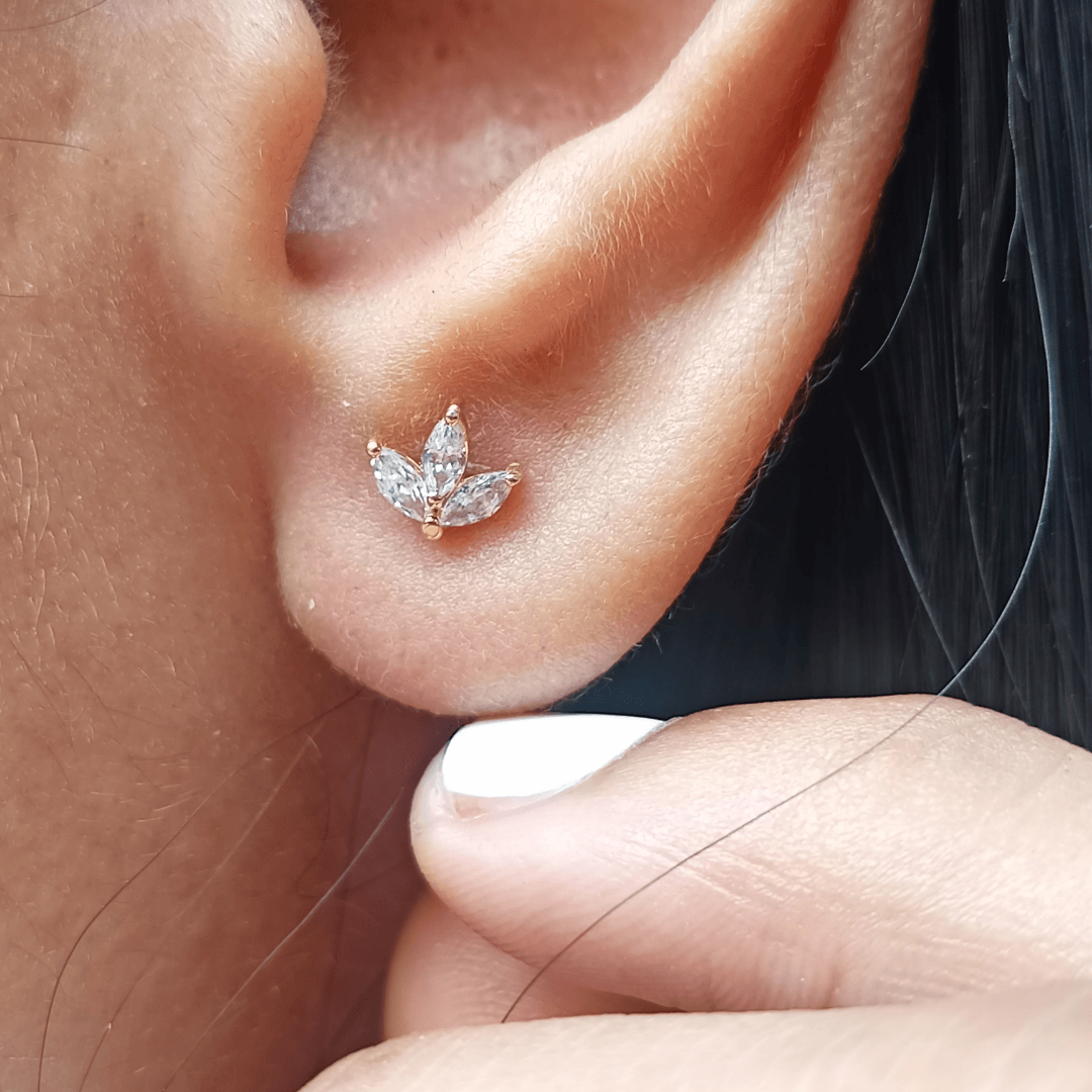 Lotus diamonds Studs Earrings - - Jewelry - Goldie Paris Jewelry - Earring