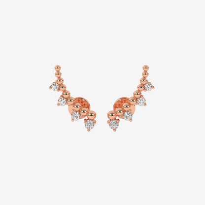 4 Diamonds Ear Climber Stud Earrings - 14k Rose Gold - Jewelry - Goldie Paris Jewelry - Earring