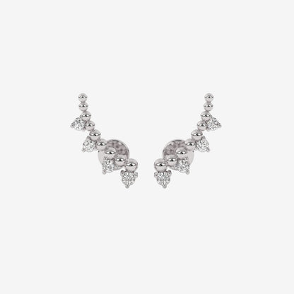 4 Diamonds Ear Climber Stud Earrings - 14k White Gold - Jewelry - Goldie Paris Jewelry - Earring