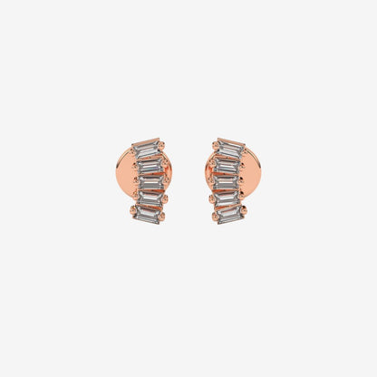 5 Diamonds Baguette Cluster Stud Earrings - 14k Rose Gold - Jewelry - Goldie Paris Jewelry - Baguette Earring