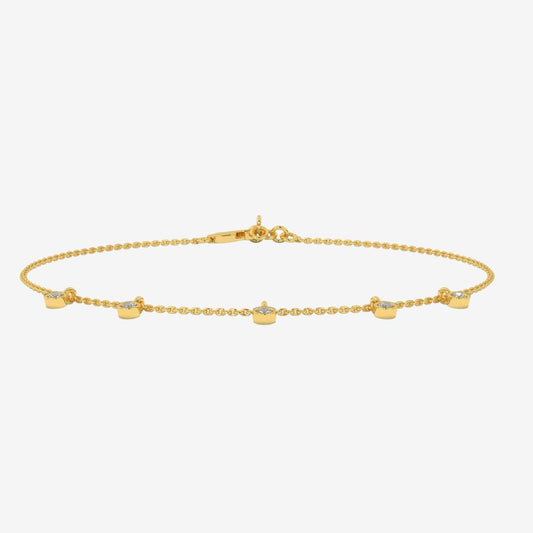 5 Floating Diamonds Bracelet - 14k Yellow Gold - Jewelry - Goldie Paris Jewelry - Bezel Bracelet