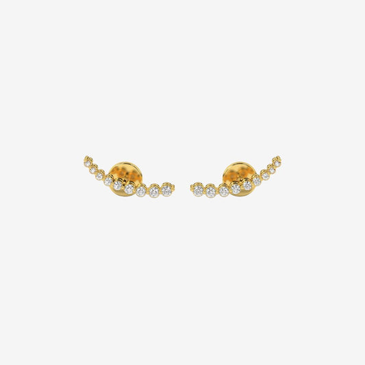 All Diamonds Ear Climber Stud Earring - 14k Yellow Gold - Jewelry - Goldie Paris Jewelry - Earring
