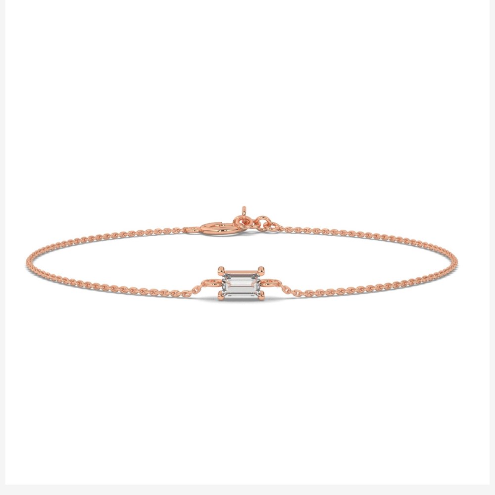 Baguette Diamond Bracelet - 14k Rose Gold - Jewelry - Goldie Paris Jewelry - Baguette Bracelet