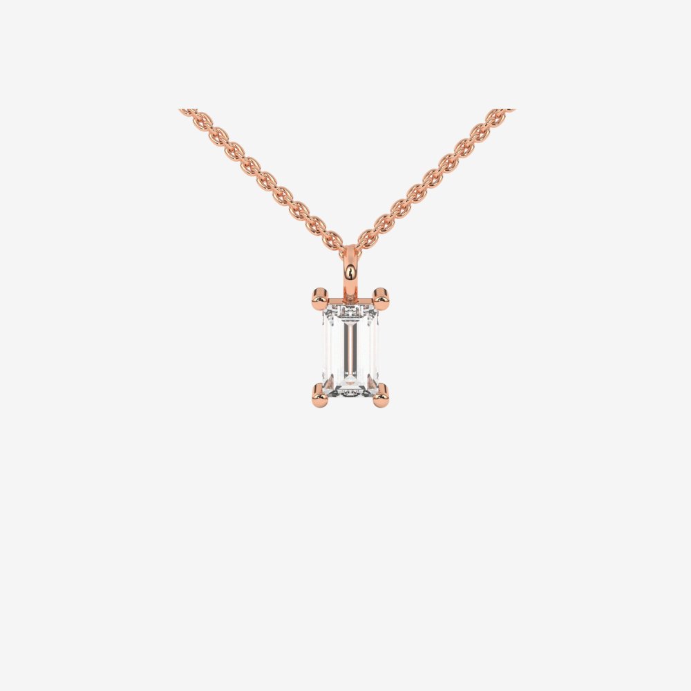 Baguette Floating Diamond Necklace - 14k Rose Gold - Jewelry - Goldie Paris Jewelry - Baguette Necklace
