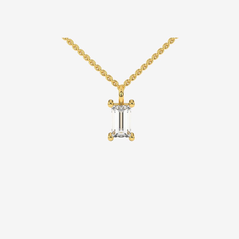 Baguette Floating Diamond Necklace - 14k Yellow Gold - Jewelry - Goldie Paris Jewelry - Baguette Necklace