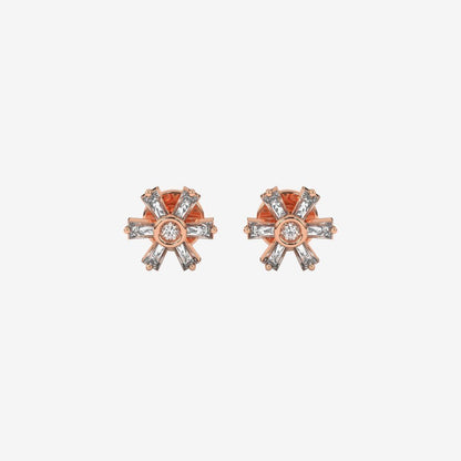 Baguette Flower Stud Diamonds Earrings - Goldie Paris Jewellery