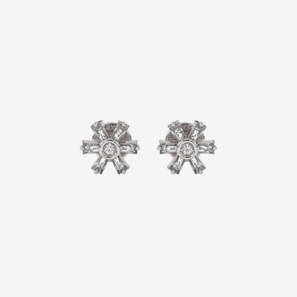 Baguette Flower Stud Diamonds Earrings - Goldie Paris Jewellery