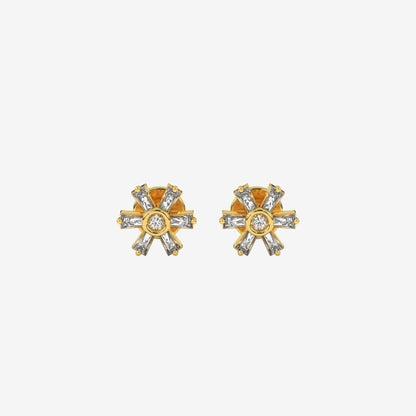 Baguette Flower Stud Diamonds Earrings - Goldie Paris Jewellery