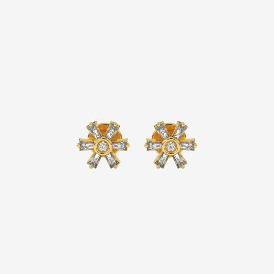 Baguette Flower Stud Diamonds Earrings - Goldie Paris Jewellery