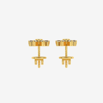Baguette Flower Stud Diamonds Earrings - Goldie Paris Jewellery