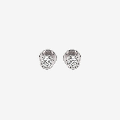 Bezel-Set Classic Diamond Stud Earring - 14k White Gold - Jewelry - Goldie Paris Jewelry - Bezel Earring