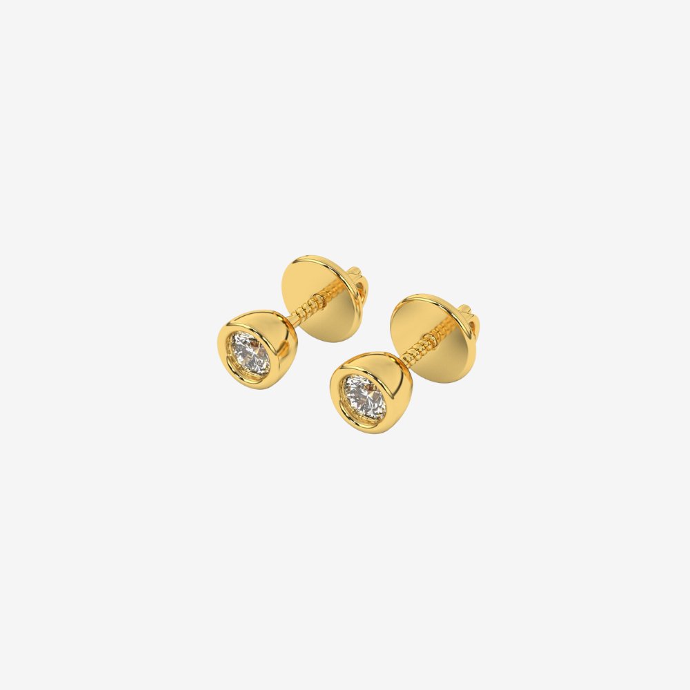 Bezel-Set Classic Diamond Stud Earring - - Jewelry - Goldie Paris Jewelry - Bezel Earring