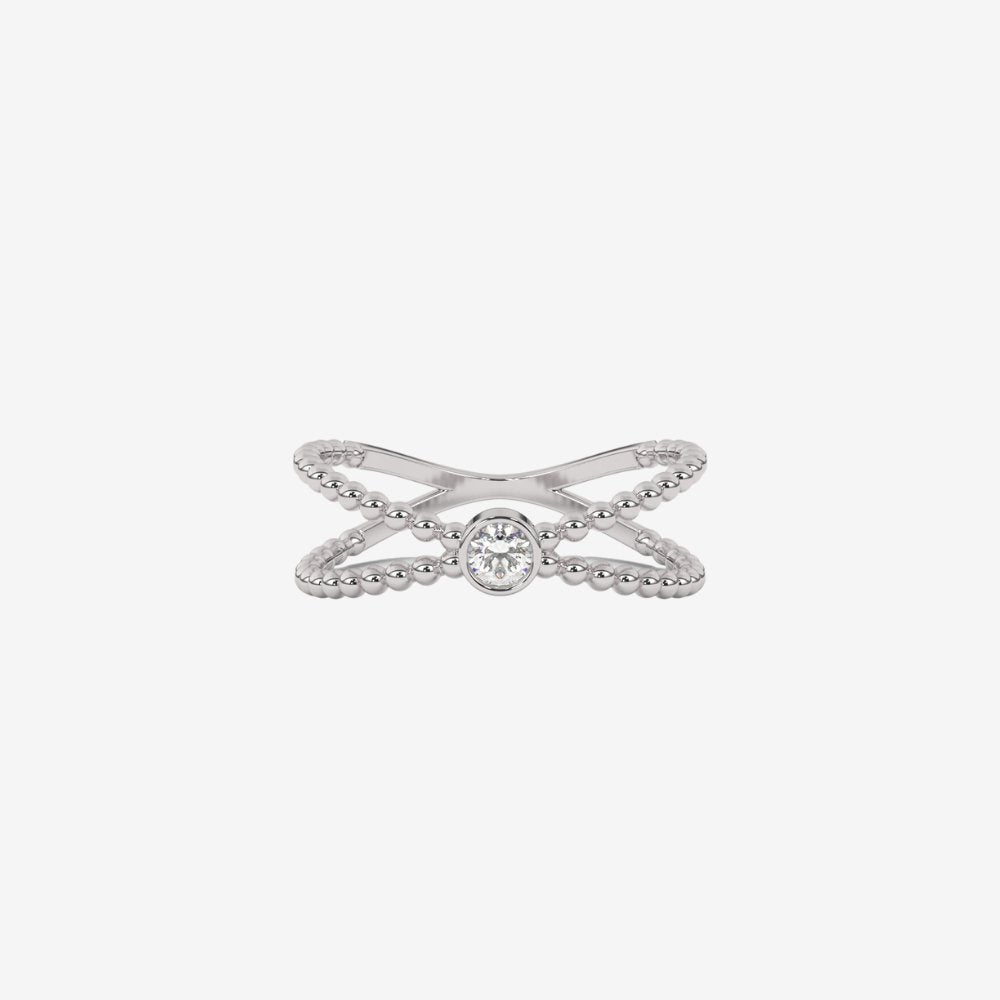 "Emma" Bezel Diamond Cross Ring - 14k White Gold - Jewelry - Goldie Paris Jewelry - Ring