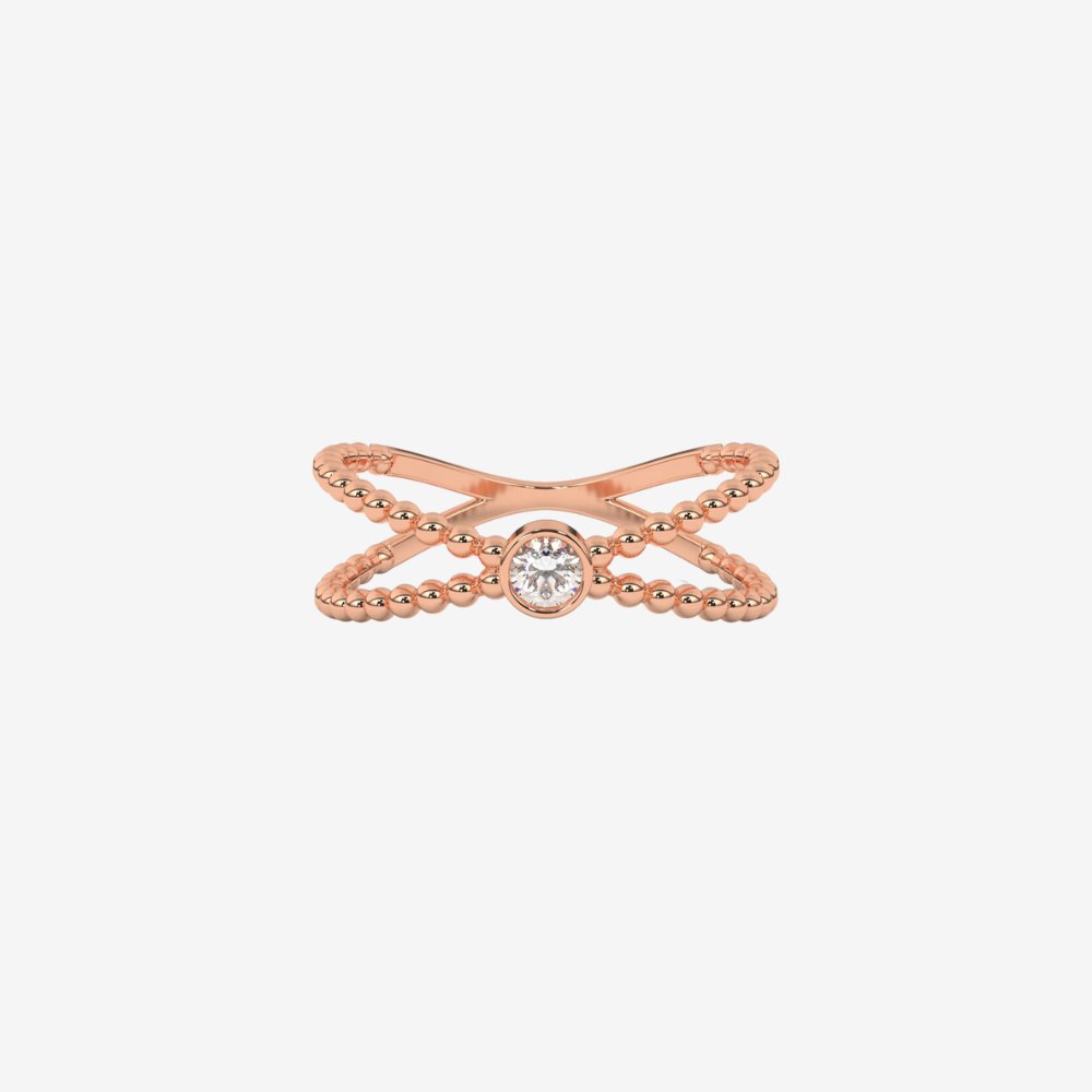 "Emma" Bezel Diamond Cross Ring - 14k Rose Gold - Jewelry - Goldie Paris Jewelry - Ring