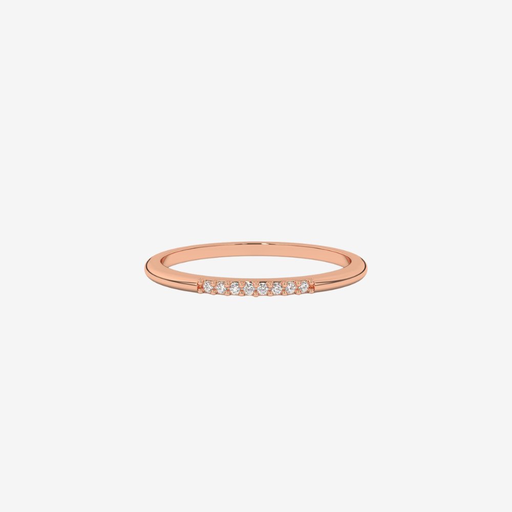 "Hanna" Diamond Row Stackable Ring Band - 14k Rose Gold - Jewelry - Goldie Paris Jewelry - Ring stackable