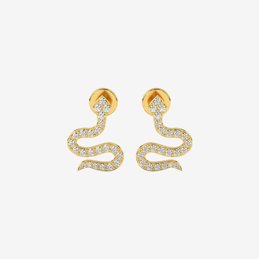 Diamonds Pavé Snake Stud Earrings - 14k Yellow Gold - Jewelry - Goldie Paris Jewelry - Earring