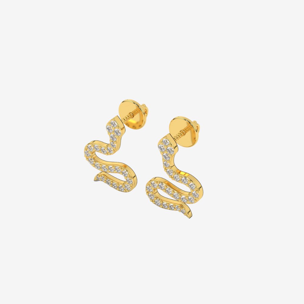 Diamonds Pavé Snake Stud Earrings - - Jewelry - Goldie Paris Jewelry - Earring