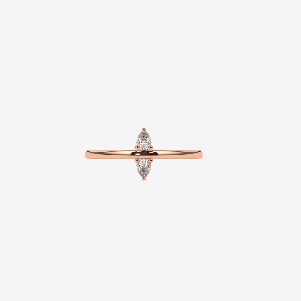 "Naomi" Double Pear Diamond Ring - 14k Rose Gold - Jewelry - Goldie Paris Jewelry - Ring