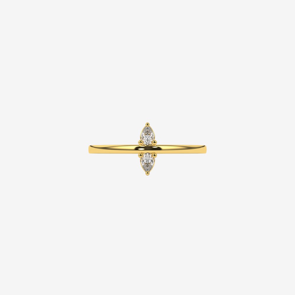 "Naomi" Double Pear Diamond Ring - 14k Yellow Gold - Jewelry - Goldie Paris Jewelry - Ring