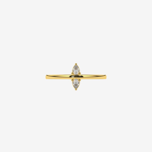 "Naomi" Double-Pear Diamond Ring - 14k Yellow Gold - Jewelry - Goldie Paris Jewelry - Ring statement