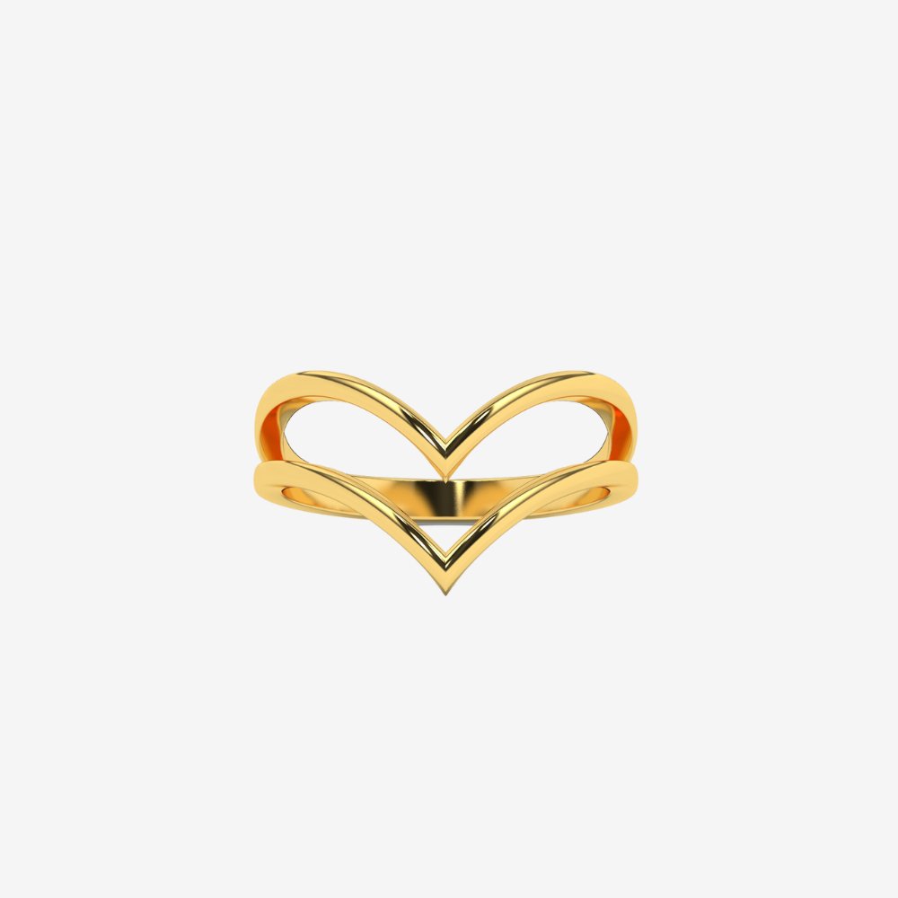 Double V Statement Ring - 14k Yellow Gold - Jewelry - Goldie Paris Jewelry - Ring statement