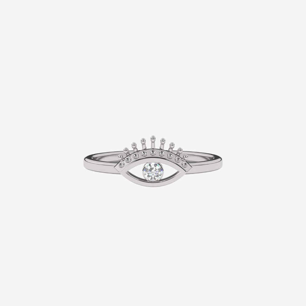 "Mila" Evil Eye Diamond Ring - 14k White Gold - Jewelry - Goldie Paris Jewelry - Ring