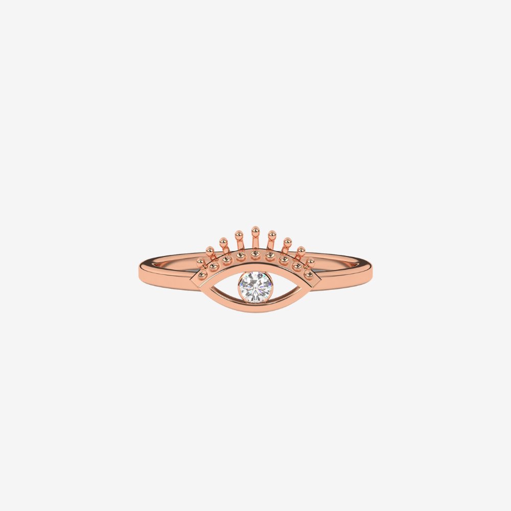"Mila" Evil Eye Diamond Ring - 14k Rose Gold - Jewelry - Goldie Paris Jewelry - Ring