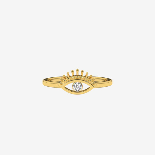 "Mila" Evil Eye Diamond Ring - 14k Yellow Gold - Jewelry - Goldie Paris Jewelry - Ring