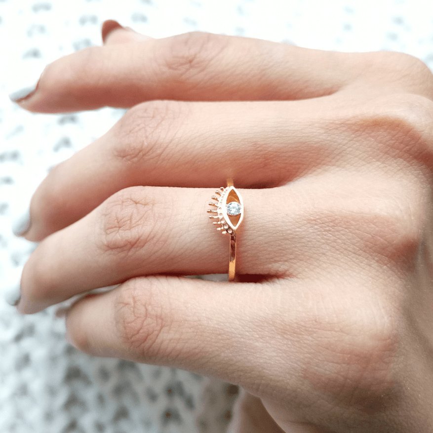 "Mila" Evil Eye Diamond Ring - - Jewelry - Goldie Paris Jewelry - Ring statement