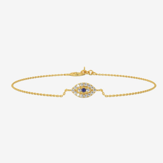 Evil Eye Diamonds Bracelet - 14k Yellow Gold - Jewelry - Goldie Paris Jewelry - Blue Bracelet