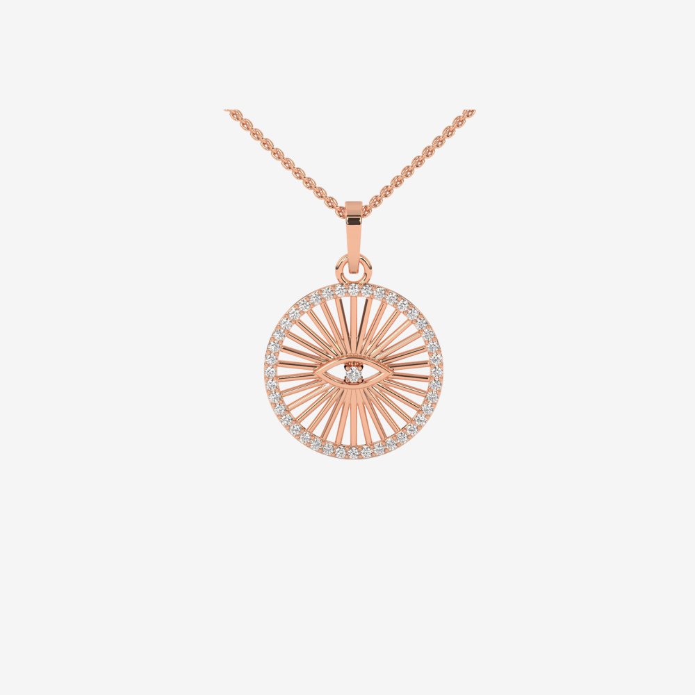 Evil Eye Medallion Necklace - 14k Rose Gold - Jewelry - Goldie Paris Jewelry - Necklace