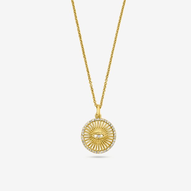 Evil Eye Medallion Necklace - 14k Yellow Gold - Jewelry - Goldie Paris Jewelry - Necklace