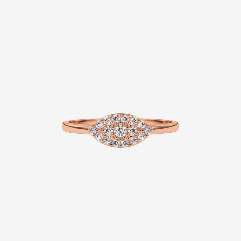 "Rachel" Evil Eye Pavé Diamond Ring - 14k Rose Gold - Jewelry - Goldie Paris Jewelry - Ring statement