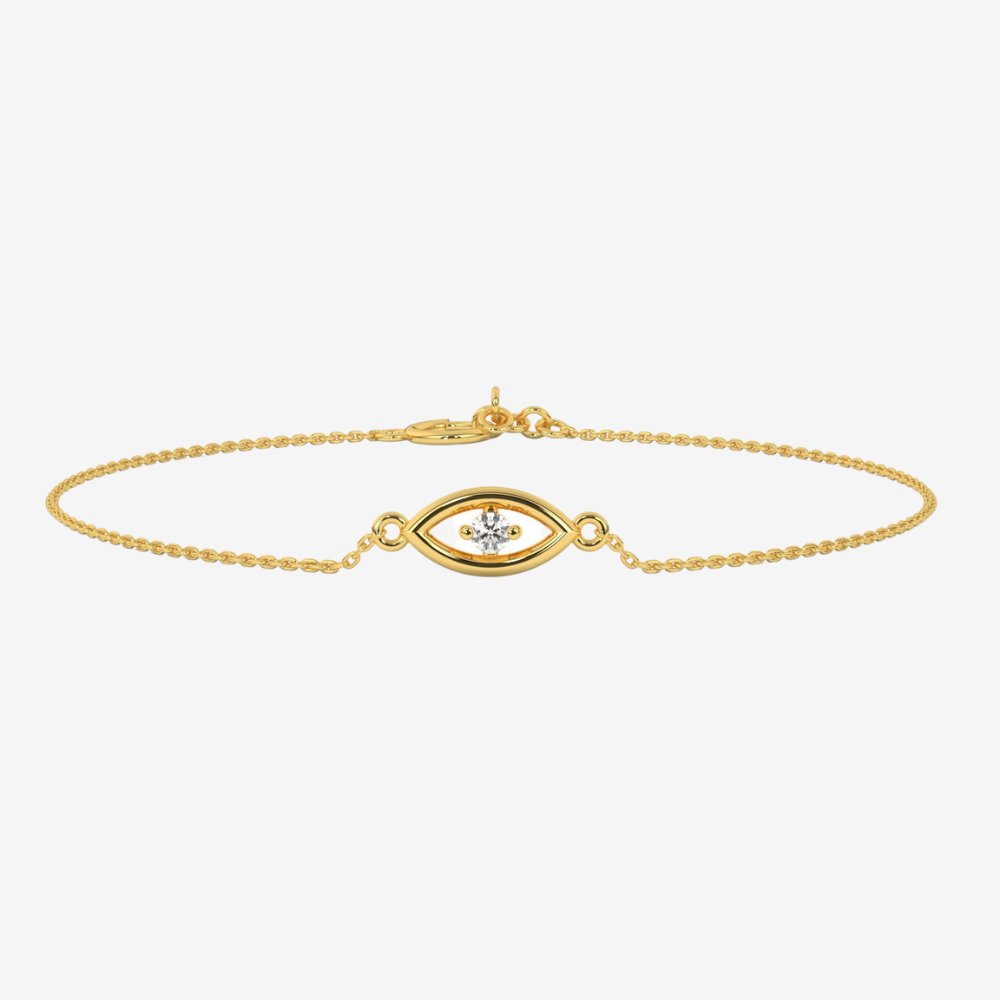 Evil Eye Single Diamond Bracelet - 14k Yellow Gold - Jewelry - Goldie Paris Jewelry - Bracelet