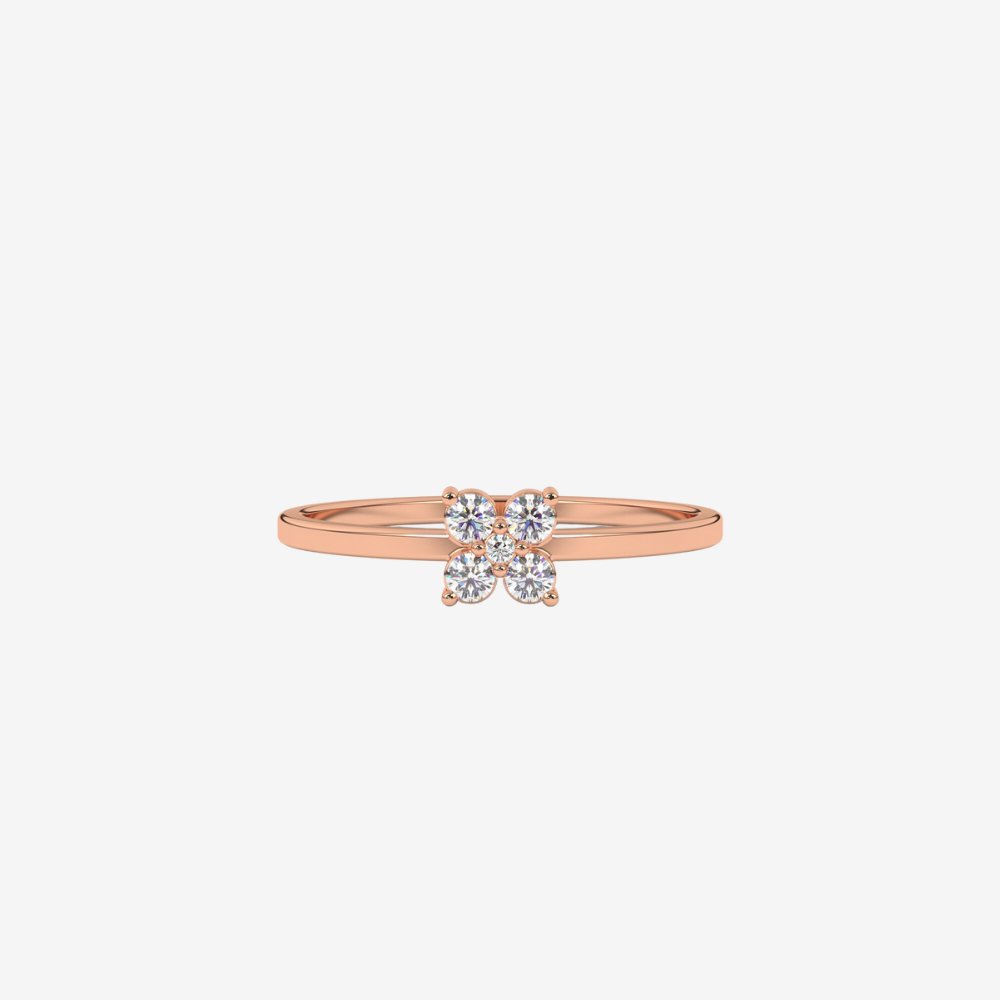 "Thea" Flower Diamond Ring - 14k Rose Gold - Jewelry - Goldie Paris Jewelry - Ring stackable statement