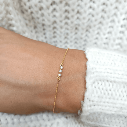 Three Bezel set Diamonds Bracelet - Goldie Paris Jewellery